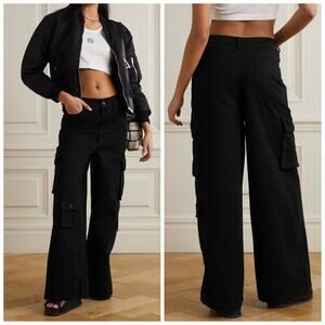 NEW The Frankie Shop Hailey Cargo Jeans Black Denim